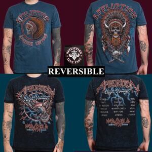Affliction REVERSIBLE AC Gravel Chief S/S Tee Size: XL